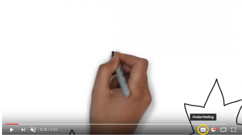 Zet de ondertiteling aan door op het "ondertiteling"-knopje te klikken.