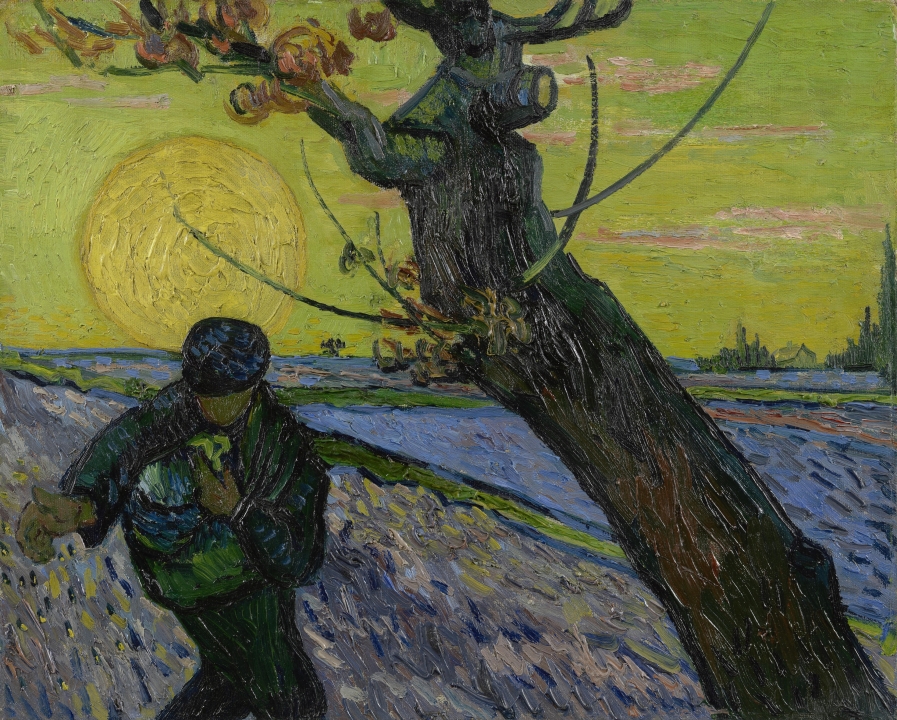 schilderij met twee repoussoirs (de man en de boom)