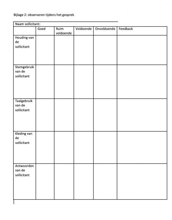 Bijlage 2: Observeren tijdens het gesprek