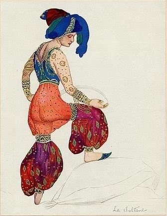 Kostuumontwerp voor sultane in 'Sheherazade' 1910 (Ballet Russes)