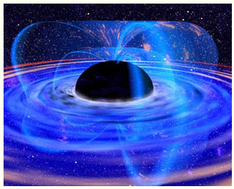 Getekende impressie van een zwart gat.