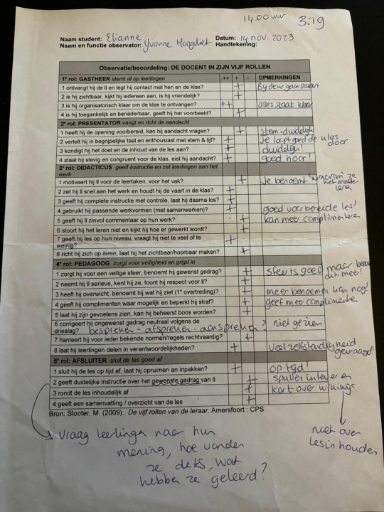 Observatieformulier Yvonne