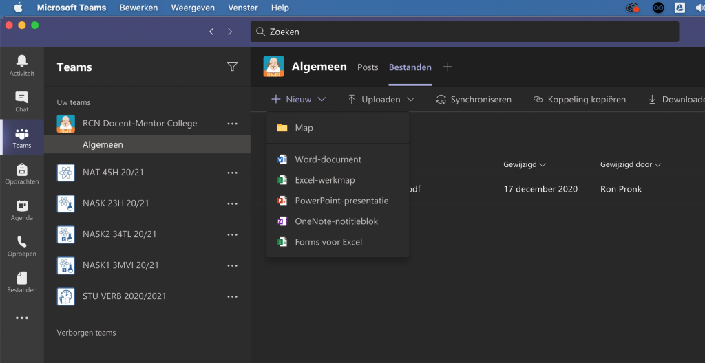 Files maken in het tabblad "Bestanden" bij een kanaal