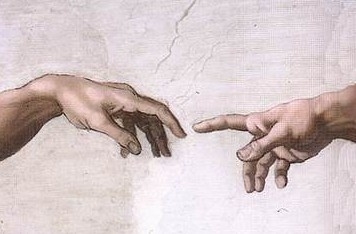 Hand van God is de schepping van de mens en het hele universum