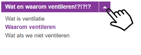 Klik op het pijltje zodat de hoofdstukken zichtbaar worden.