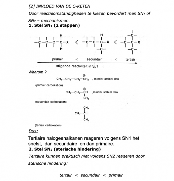 Invloed van de C-keten op de reactiesnelheid van de SN bij halogeenalkanen