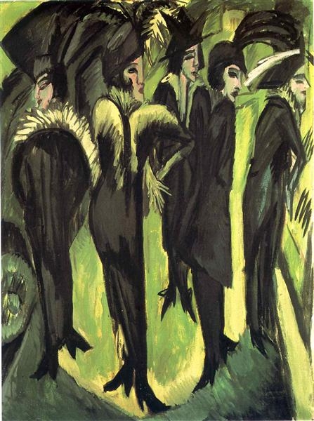 AFBEELDING 4: Fünf kokotten, Ernst Ludwig Kirchner, 1913