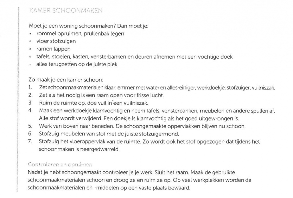 Onderwerp 3: kamer schoonmaken
