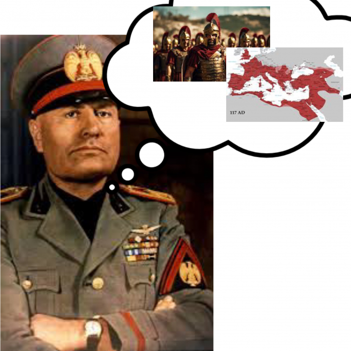 Mussolini droomt van het Romeinse Rijk