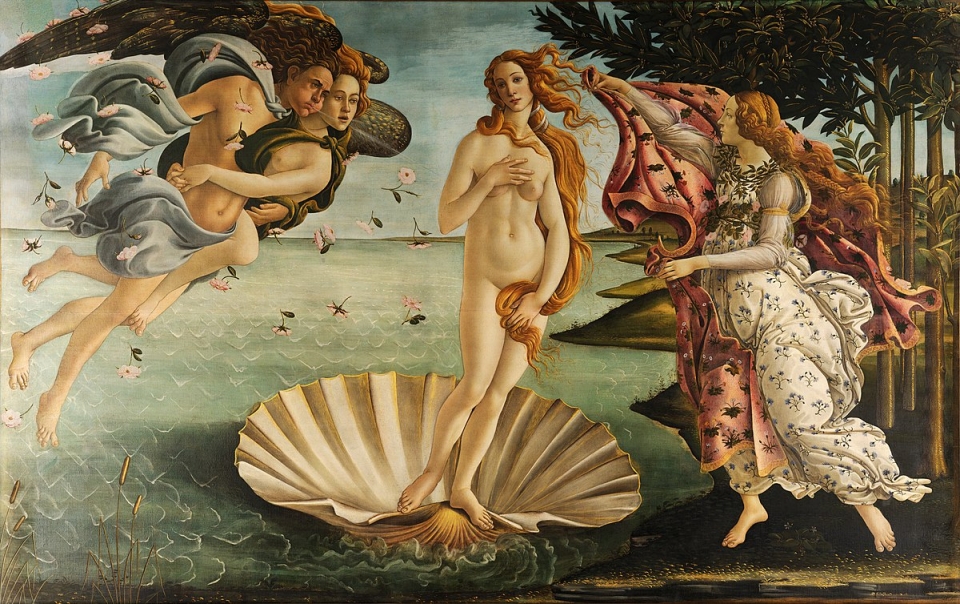 de geboorte van Venus, geschilderd door Botticelli