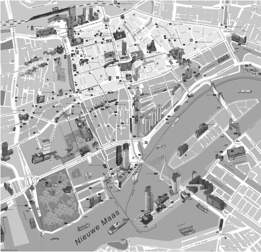 plattegrond van Rotterdam