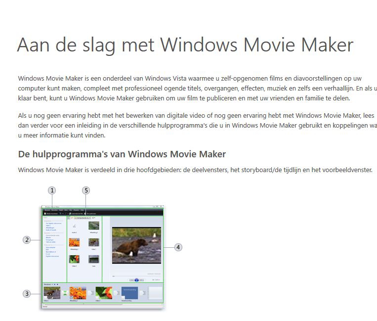 Startpagina handleiding Moviemaker