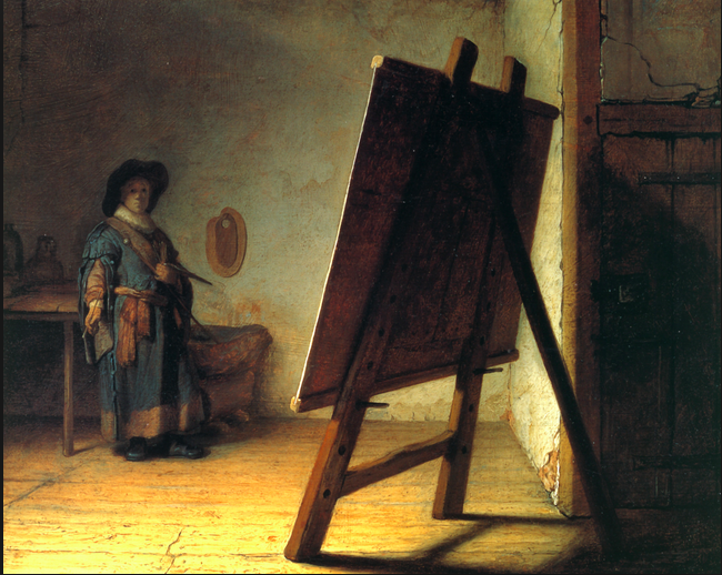 Rembrandt op jonge leeftijd in zijn atelier