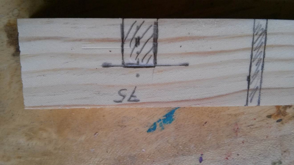 Het resultaat van schoep 1.  gearceerd is wat er uitgezaagd moet worden.