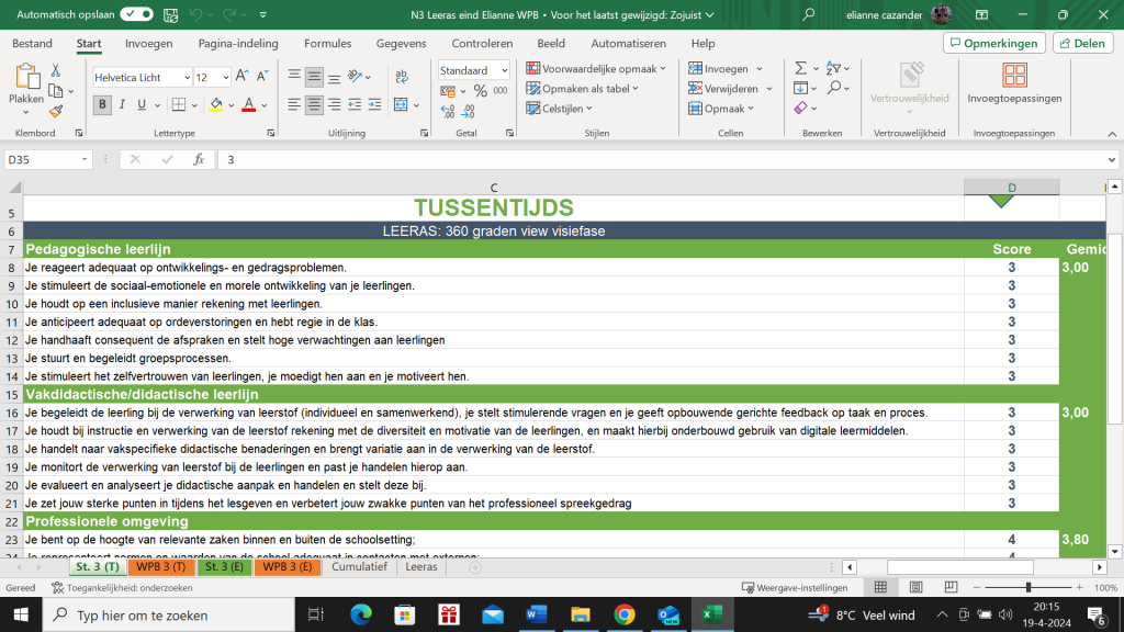 Tussentijds ingevuld door Elianne