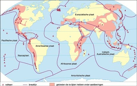 De platen/schollen op de wereld.