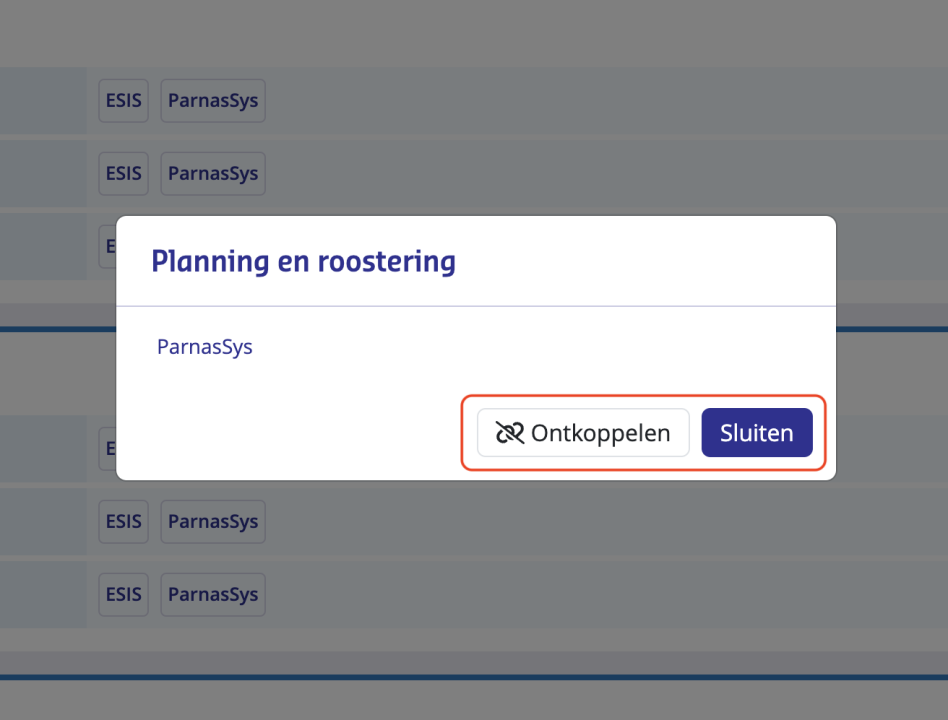 Klik op een applicatie om de bedrijfsfunctie te ontkoppelen. 