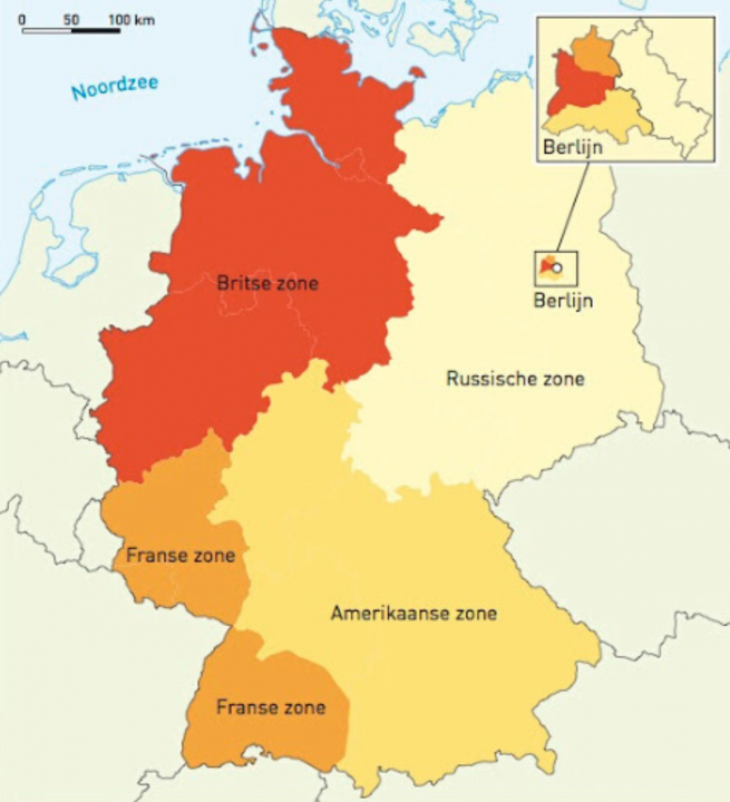 Kaart van Duitsland na de verdeling