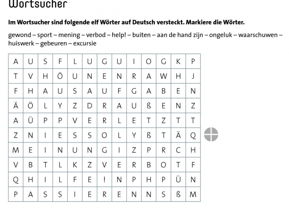 Zoek de nieuwe woorden op in je Lernliste en maak de puzzel