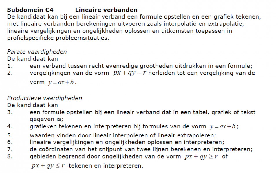 bron: specificatie subdomein C4 Syllabus CE 2017 havo wiskunde A