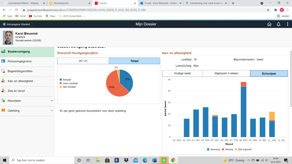 dit is een screen shot van mijn uren
