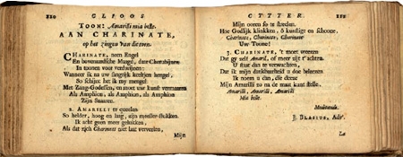 Het lied op de melodie 'Amarillimia belle', uit het liedboek Clioos cytter (1663)