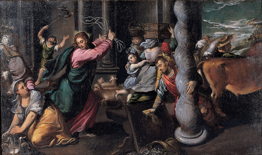 Verwijdering van de verkopers in de tempel van de middeleeuwse schilder Scarsellino
