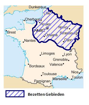 De Bezette gebieden onder Duitse macht.