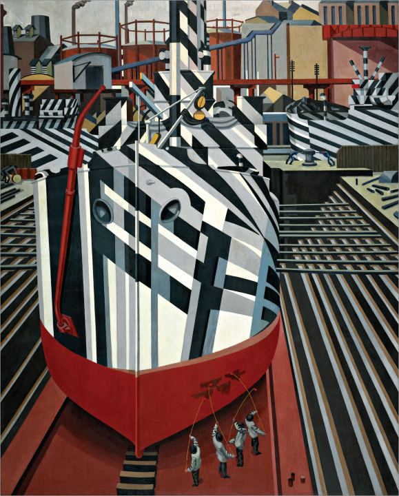 Afbeelding 3. Edward Wadsworth, Dazzle-ships in dry-dock at Liverpool (1919)