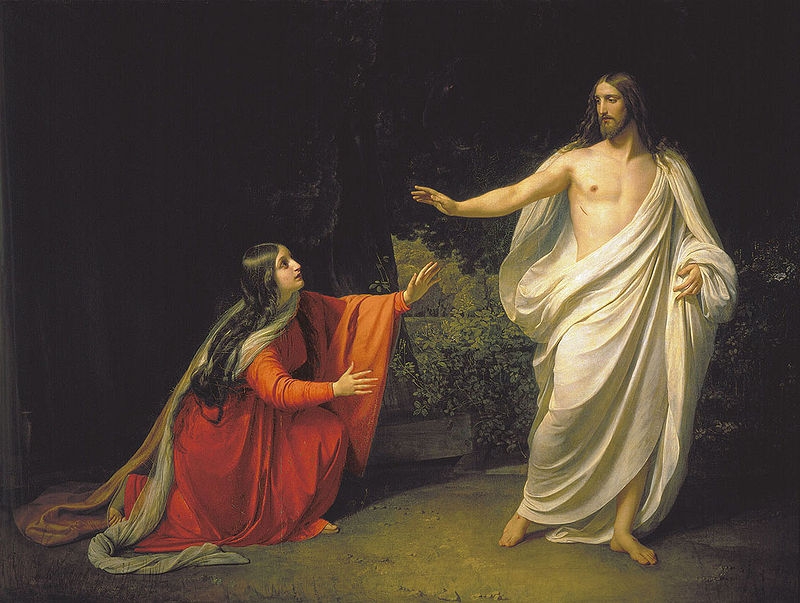Jezus laat zich aan Maria Magdalena als eerste zien na zijn opstanding.