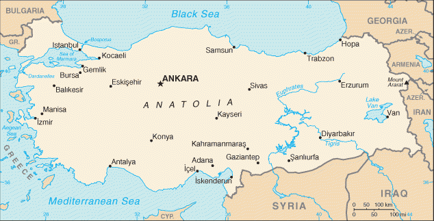 Kaart van Turkije