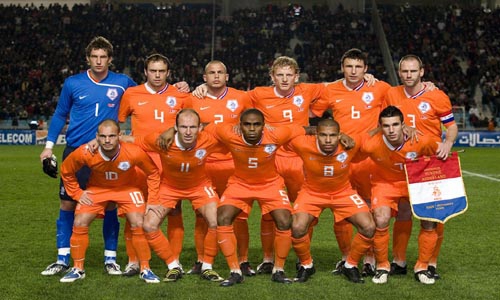 Het team van oranje tijdens het wk van 2010