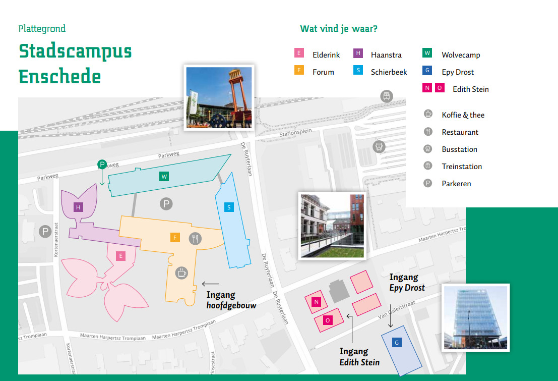 Plattegrond gebouwen Saxion