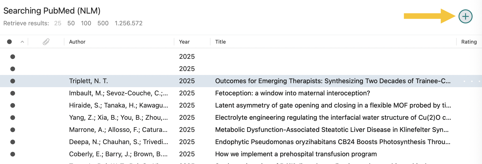 Example importing a reference from PubMed