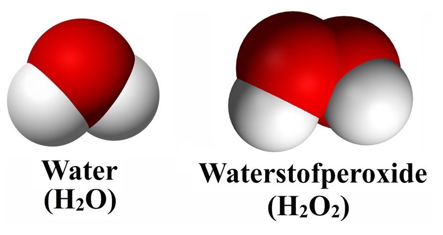 molecuulformules water en waterstofperoxide