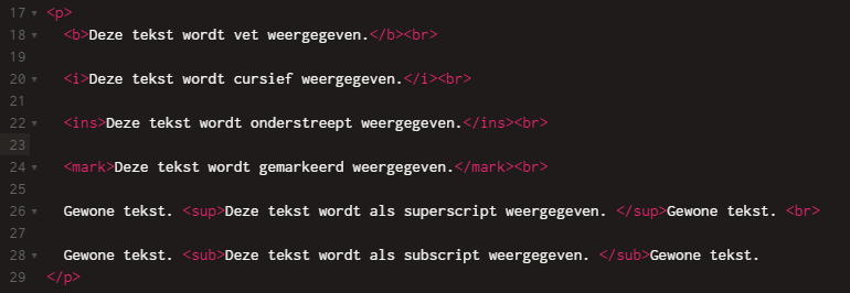 opmaak tekst HTML