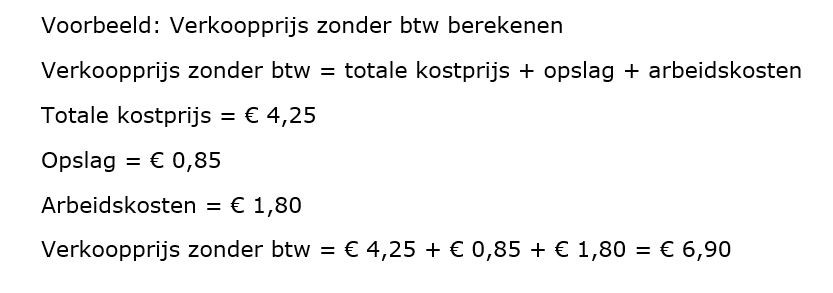 voorbeeld verkoopprijs zonder btw